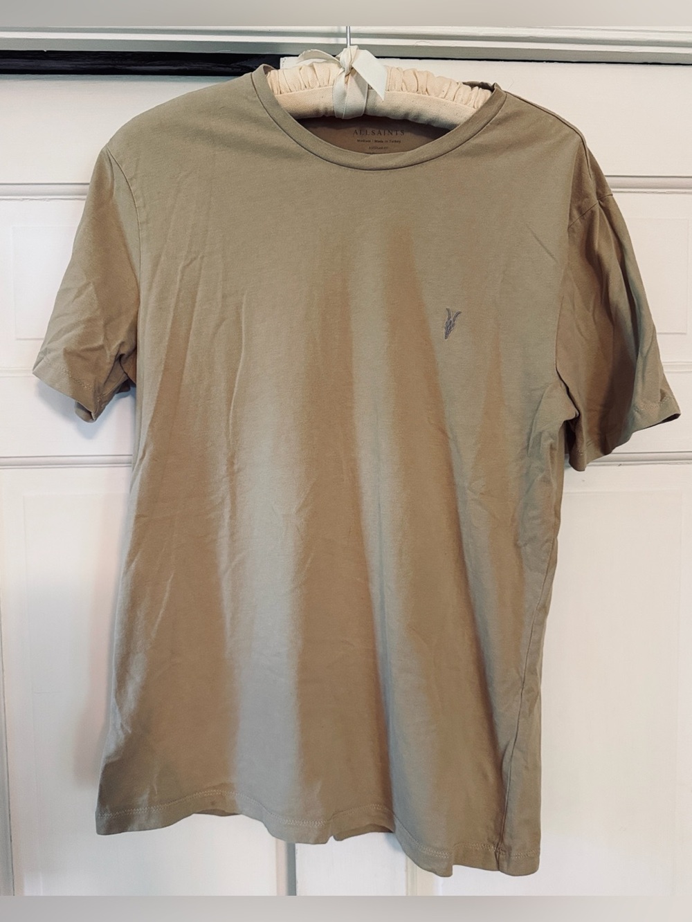 All Saints tan cotton Crew Neck T-Shirt